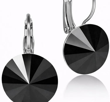 LUISIA® Ohrringe Rivoli mit Premium Kristallen - 14 mm | Jet / Schwarz