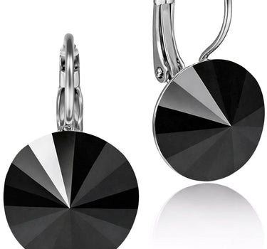 LUISIA® Ohrringe Rivoli mit Premium Kristallen - 14 mm | Jet / Schwarz