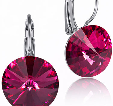 LUISIA® Ohrringe Rivoli mit Premium Kristallen - 14 mm | Fuchsia / Pink