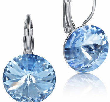 LUISIA® Ohrringe Rivoli mit Premium Kristallen - 14 mm | Light Safir / Hellblau