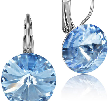 LUISIA® Ohrringe Rivoli mit Premium Kristallen - 12 mm | Light Safir / Hellblau