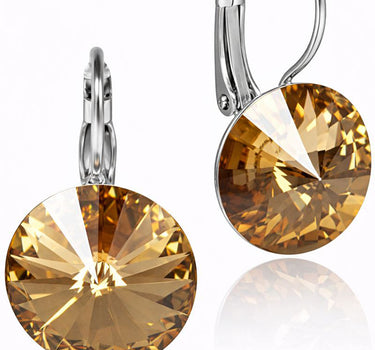 LUISIA® Ohrringe Rivoli mit Premium Kristallen - 14 mm | Light Col. Topaz / Hellbraun