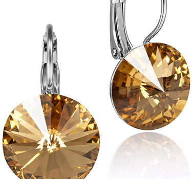 LUISIA® Ohrringe Rivoli mit Premium Kristallen - 14 mm | Light Col. Topaz / Hellbraun