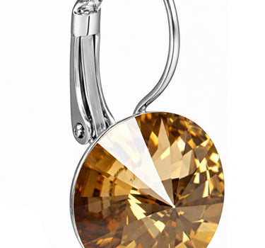 LUISIA® Ohrringe Rivoli mit Premium Kristallen - 14 mm | Light Col. Topaz / Hellbraun