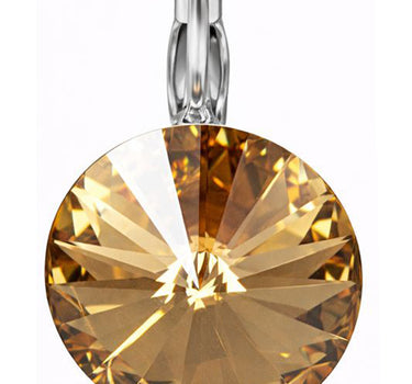 LUISIA® Ohrringe Rivoli mit Premium Kristallen - 14 mm | Light Col. Topaz / Hellbraun