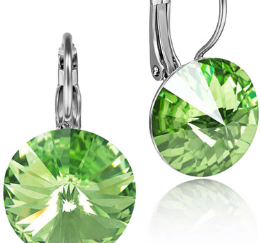 LUISIA® Ohrringe Rivoli mit Premium Kristallen - 14 mm | Peridot / Apfelgrün