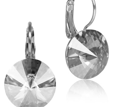 LUISIA® 14 mm Ohrringe Rivoli mit Kristallen von Swarovski® - Silver Shade
