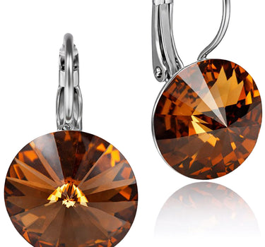LUISIA® Ohrringe Rivoli mit Premium Kristallen - 14 mm | Smoked Topaz / Dunkelbraun