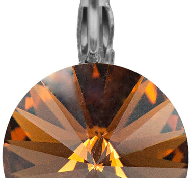 LUISIA 14 mm Ohrringe Rivoli mit Kristallen von Swarovski - Smoked Topaz / Dunkelbraun