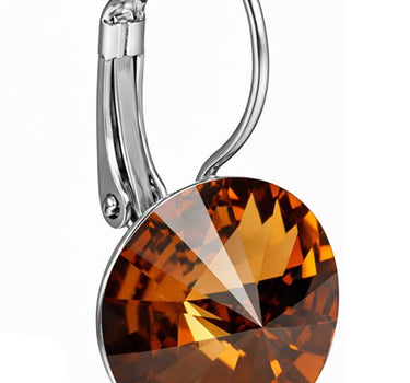 LUISIA® Ohrringe Rivoli mit Premium Kristallen - 14 mm | Smoked Topaz / Dunkelbraun