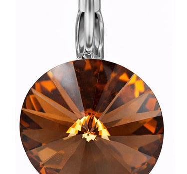 LUISIA® Ohrringe Rivoli mit Premium Kristallen - 14 mm | Smoked Topaz / Dunkelbraun