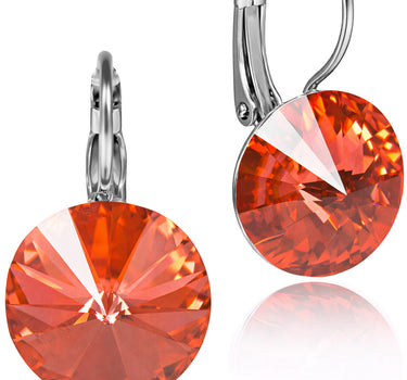 LUISIA® Ohrringe Rivoli mit Premium Kristallen - 14 mm | Padparadscha / Koralle
