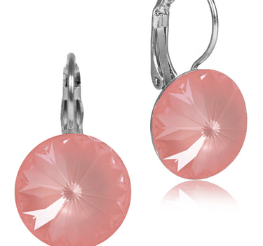 LUISIA® 14 mm Ohrringe Rivoli mit Kristallen von Swarovski® | Matt Flamingo Pink