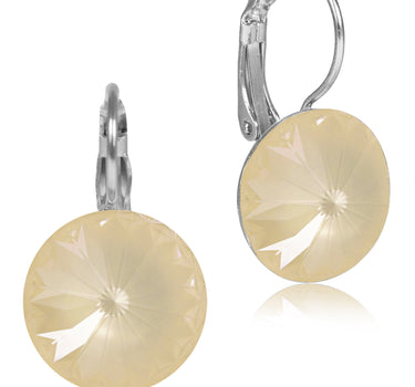LUISIA® 14 mm Ohrringe Rivoli mit Kristallen von Swarovski® | Matt Linen Creme