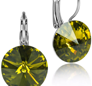 LUISIA® Ohrringe Rivoli mit Premium Kristallen - 14 mm | Olivgrün