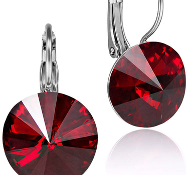 LUISIA® Ohrringe Rivoli mit Premium Kristallen - 14 mm | Siam / Dunkelrot