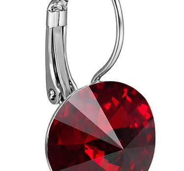 LUISIA® Ohrringe Rivoli mit Premium Kristallen - 14 mm | Siam / Dunkelrot