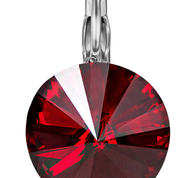 LUISIA® Ohrringe Rivoli mit Premium Kristallen - 14 mm | Siam / Dunkelrot