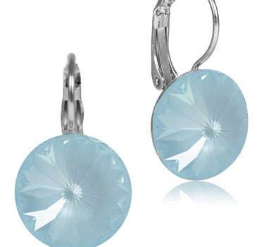 LUISIA® 14 mm Ohrringe Rivoli mit Kristallen von Swarovski® | Matt Sky Hellblau