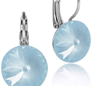 LUISIA® Ohrringe Rivoli mit Premium Kristallen - 14 mm | Matt Sky Hellblau