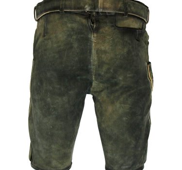 MADDOX Kurze Herren Lederhose "Ronn" mit Gürtel | Antik Moor