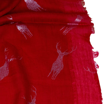 Trachten Halstuch Schal Uni mit Glitter Hirsch | Rot