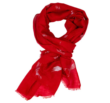 Trachten Halstuch Schal Uni mit Glitter Hirsch | Rot