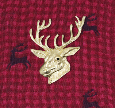 Magnet Brosche Tuchhalter - Gold Hirschkopf
