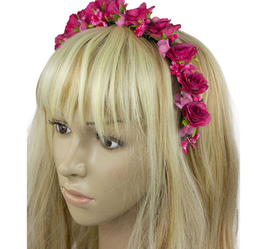 Blumen Haarreif "Sabia" mit Rosen und Blüten | Pink