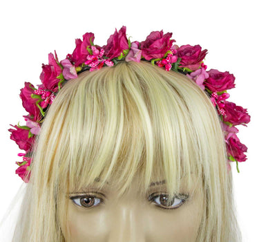 Blumen Haarreif "Sabia" mit Rosen und Blüten | Pink