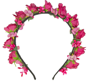 Blumen Haarreif "Sabia" mit Rosen und Blüten | Pink