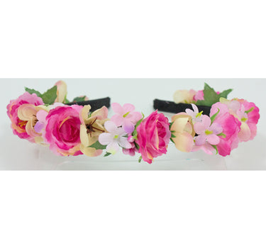 Blumen Haarreif "Sabia" mit Rosen und Blüten | Pink Creme