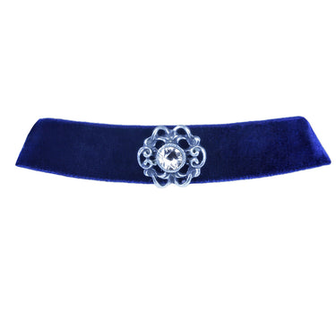 LUISIA® Samt Kropfband Annina mit Ornament und Premium Kristall - Dunkelblau