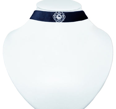 LUISIA® Samt Kropfband Annina mit Ornament und Premium Kristall - Schwarz