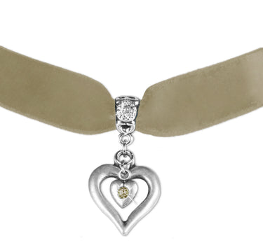 LUISIA Samt Kropfband Heart in Heart 51239-47712 | Hellbraun