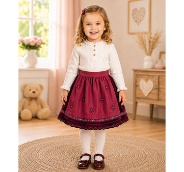 BONDI Mädchen Samtrock mit Schürze 26103 | Blueberry