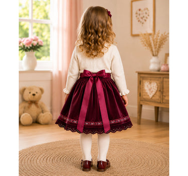 BONDI Mädchen Samtrock mit Schürze 26103 | Blueberry