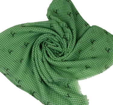 Trachten Halstuch Schal Kariert mit Hirschmotiv 185 x 70 cm | Apfelgrün