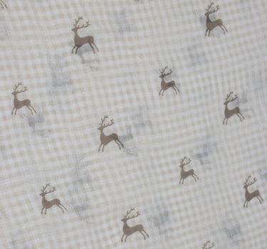 Trachten Halstuch Schal Kariert mit Hirschmotiv 185 x 70 cm | Beige