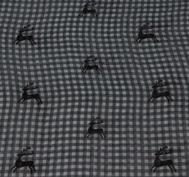 Trachten Halstuch Schal Kariert mit Hirschmotiv 185 x 70 cm | Dunkelgrau