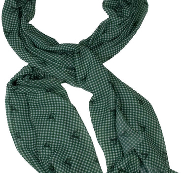 Trachten Halstuch Schal Kariert mit Hirschmotiv 185 x 70 cm | Dunkelgrün
