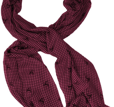 Trachten Halstuch Schal Kariert mit Hirschmotiv 185 x 70 cm | Dunkelrot