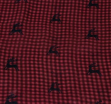 Trachten Halstuch Schal Kariert mit Hirschmotiv 185 x 70 cm | Dunkelrot