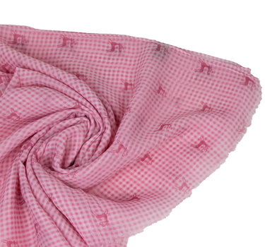 Trachten Halstuch Schal Kariert mit Hirschmotiv 185 x 70 cm | Rosa