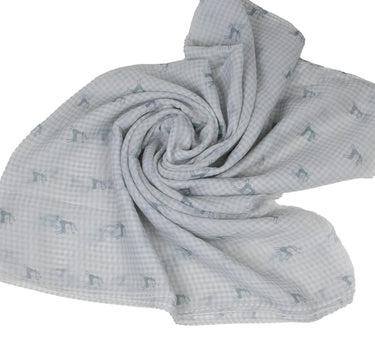 Trachten Halstuch Schal Kariert mit Hirschmotiv 185 x 70 cm | Weiß