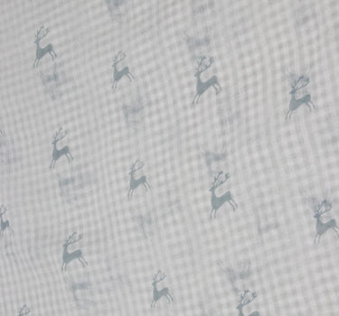 Trachten Halstuch Schal Kariert mit Hirschmotiv 185 x 70 cm | Weiß