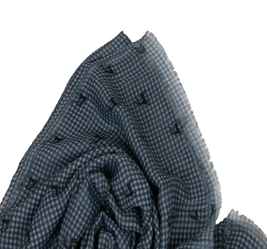 Trachten Halstuch Schal Kariert mit Hirschmotiv 185 x 70 cm | Dunkelgrau