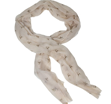 Trachten Halstuch Schal Kariert mit Hirschmotiv 185 x 70 cm | Beige