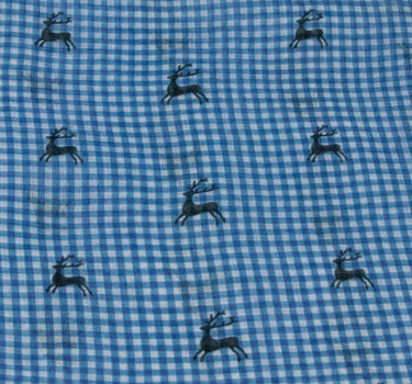 Trachten Halstuch Schal Kariert mit Hirschmotiv 185 x 70 cm | Jeansblau