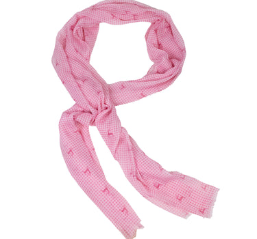 Trachten Halstuch Schal Kariert mit Hirschmotiv 185 x 70 cm | Rosa